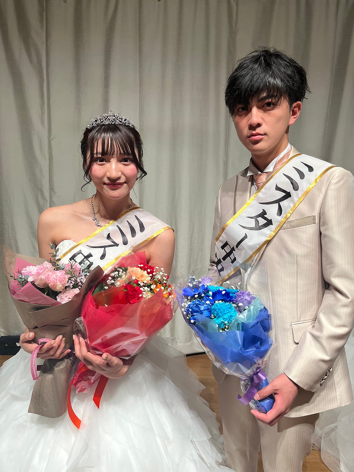 「ミス中央コンテスト2023」グランプリの金すみれさん、「ミスター中央コンテスト2023」グランプリの永井大勝さん（提供写真）