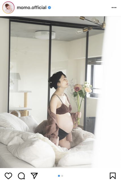 第1子妊娠中のあいのり 桃 オシャレなマタニティフォトに お腹がキレイ ステキな写真 と注目集まる モデルプレス
