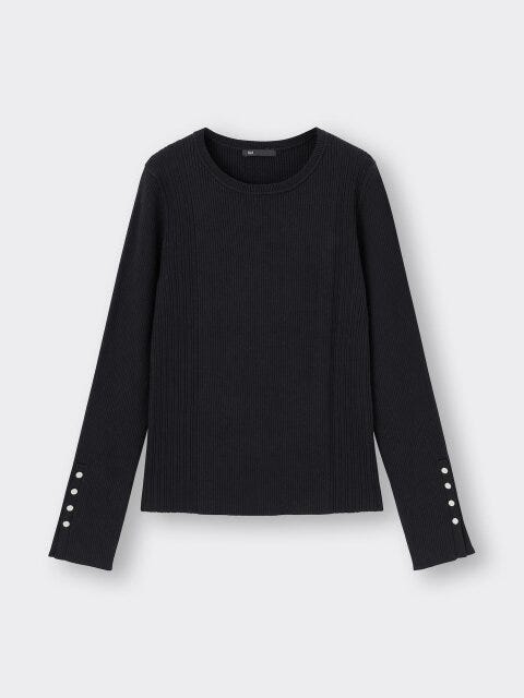 GU リブボタンスリーブセーター GUのリブボタンスリーブセーター