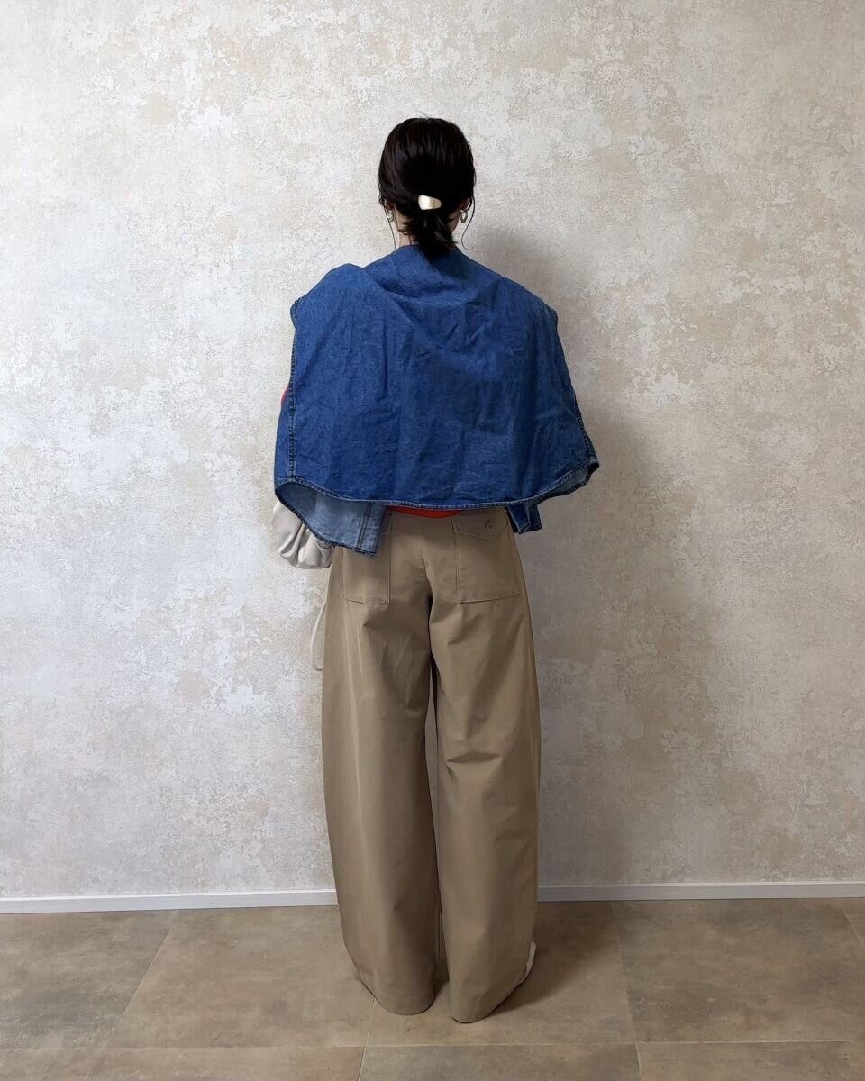 ユニクロジャージーバレルレッグパンツ ユニクロジャージーバレルレッグパンツ Sサイズ丈感 バックスタイル