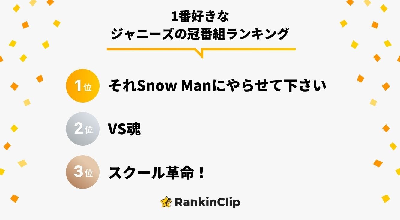 1番好きなジャニーズの冠番組ランキング