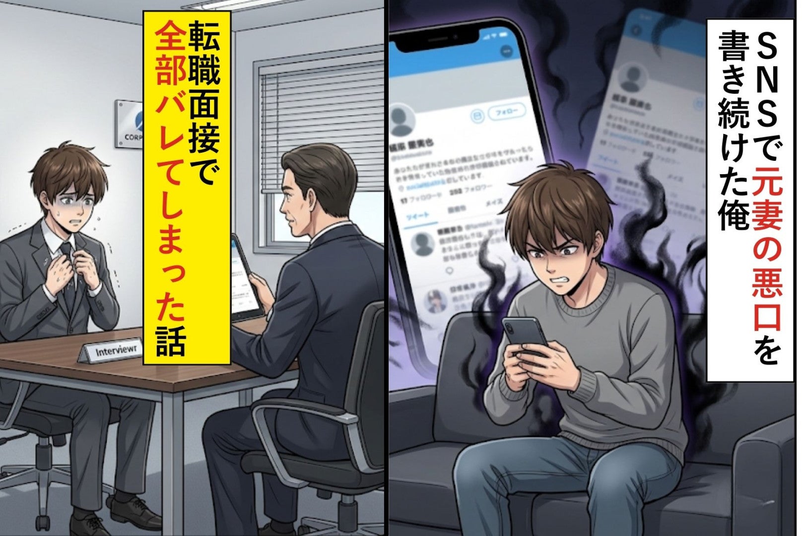 SNSで元妻の悪口を書き続けた俺→「匿名だから大丈夫」だと思っていたら、転職面接で全部バレてしまった話