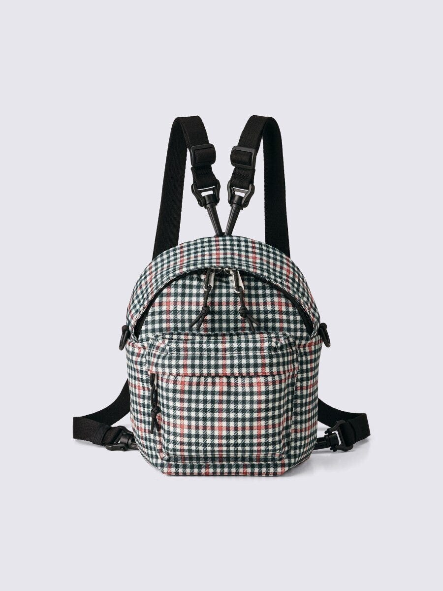 緑と赤のチェック柄ミニバックパック 緑と赤のチェック柄ミニバックパック