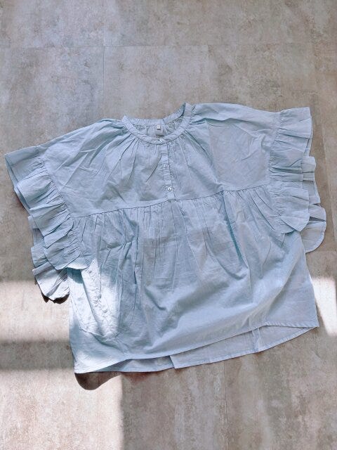 coca　ガーゼ袖フリルブラウス　LT.BLUE