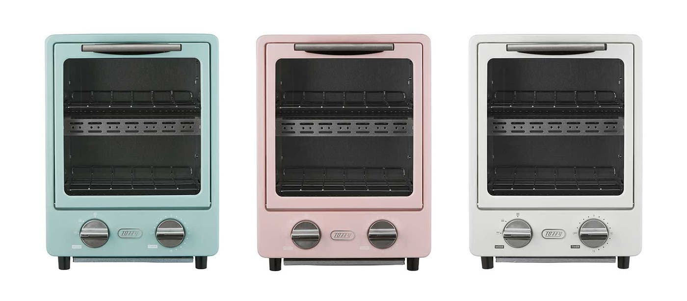 オーブントースター5,400円(税込)/(左から)「ペールアクア」「シェルピンク」「アッシュホワイト」