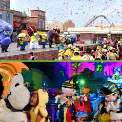 (上)「フェスタ・デ・パレード」の「ミニオン“こわかわ”パーティ・エリア」(下)「ユニバーサル・ワンダーランド こわかわナイト」/画像提供:ユニバーサル・スタジオ・ジャパン