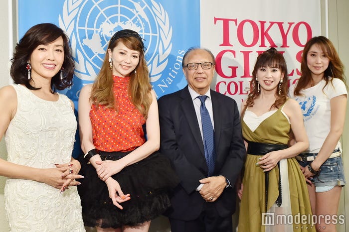 (左から)早見優、香里奈、アンワルル K.チャウドリー国連永久大使、大場久美子、小松田有理(C)モデルプレス