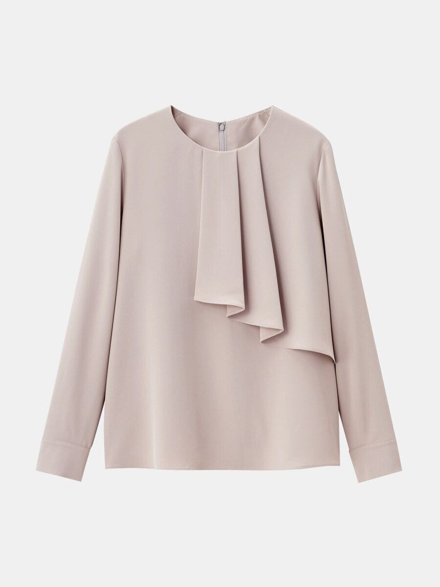 2026plstUVカットアシンメトリーフリルブラウス