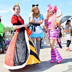 左:ハートの女王(かなめ)、中央:アリス(みかぱん)、右:チェシャ猫(らんたろ)