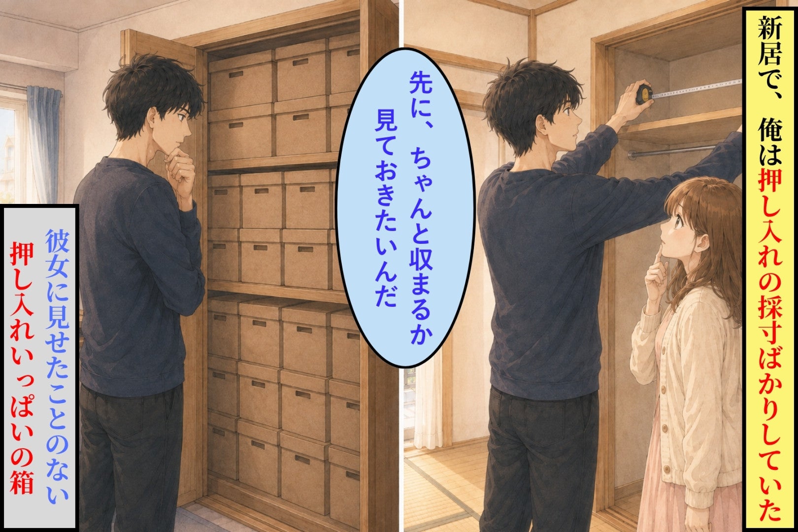 「ちゃんと収まるか見ておきたい」新居の採寸の日。頭に渦巻く押入れに封印していた秘密