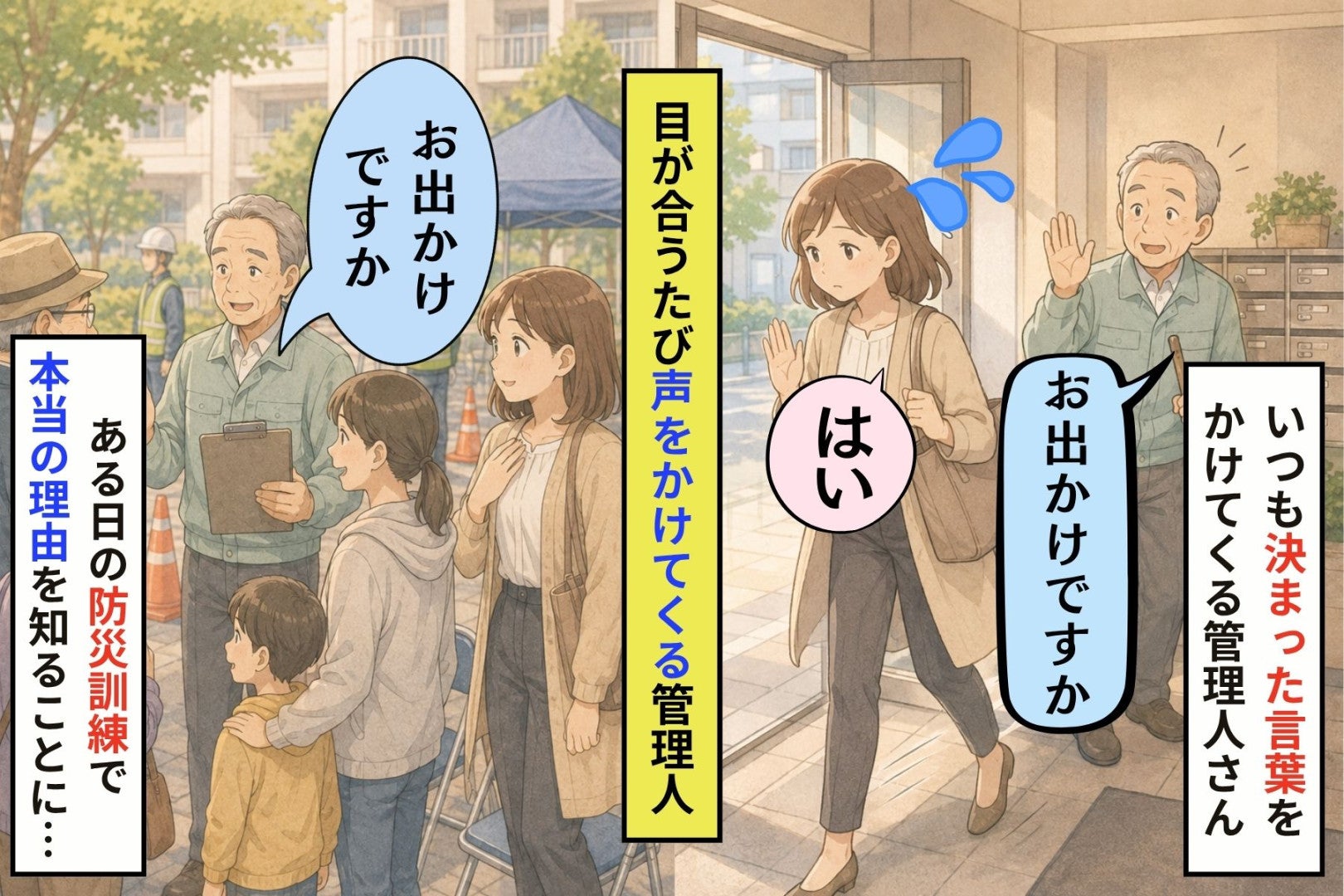 目が合うたび「お出かけですか」と声をかけてくる管理人、防災訓練で私が知ったこと