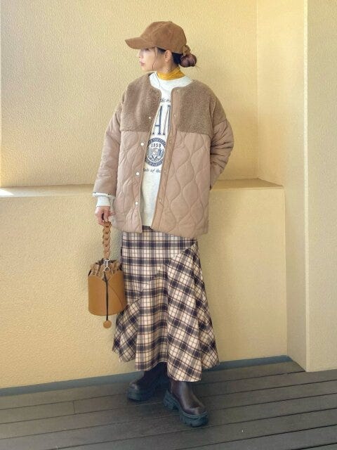 キルティング コート アウター コーデ キルティングアウターコーデ