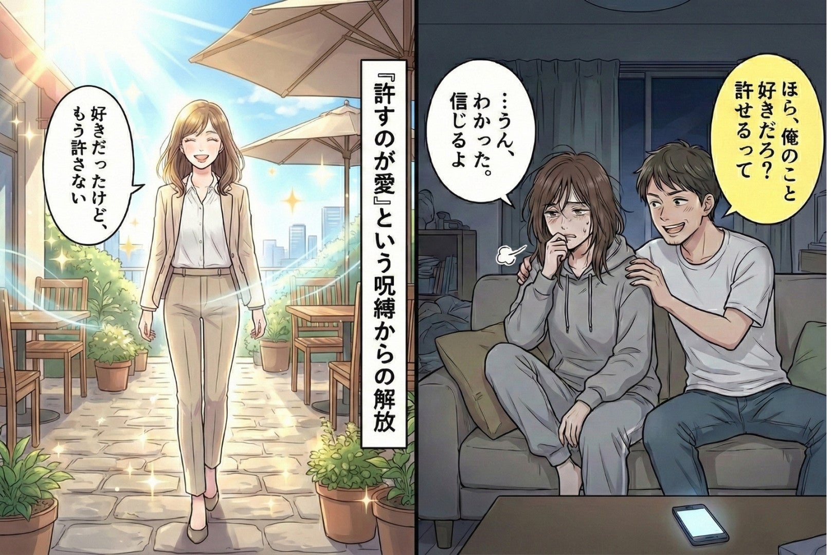 「俺のこと好きなら許せるでしょ」浮気がバレるたびに同じ言葉を繰り返す彼氏→3回目で私が突きつけた最後通告