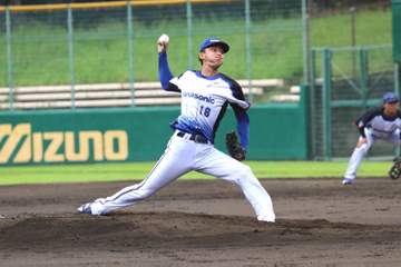NPB11球団が熱視線！パナソニック・柿本が8回1失点 150キロ計測 巨人スカウト「即戦力で楽しみな投手」