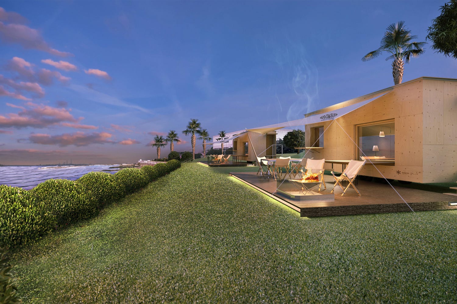 都心から1時間、東京湾を臨む絶好グランピング施設「スノーピーク」が誕生