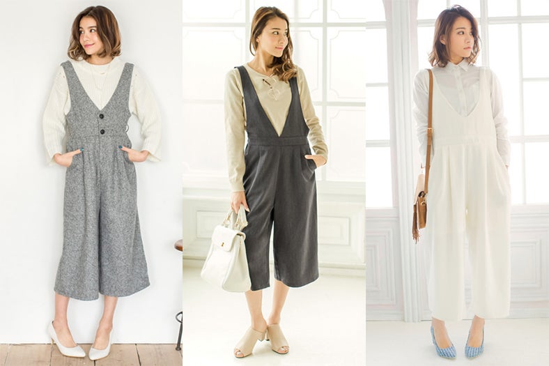 オールインワンガウチョはVネックでレディに