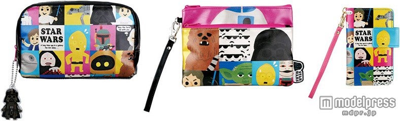 ポーチM￥1，500、フラットポーチ￥1，500、スマホケース￥2，900／（C）＆TM Lucasfilm Ltd． 