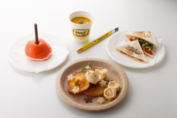 アッポーまん￥600、ホットサンド￥650、☆スイーツまとめて星になれ☆！￥780、パンプキン・スープ￥550（C）AMG