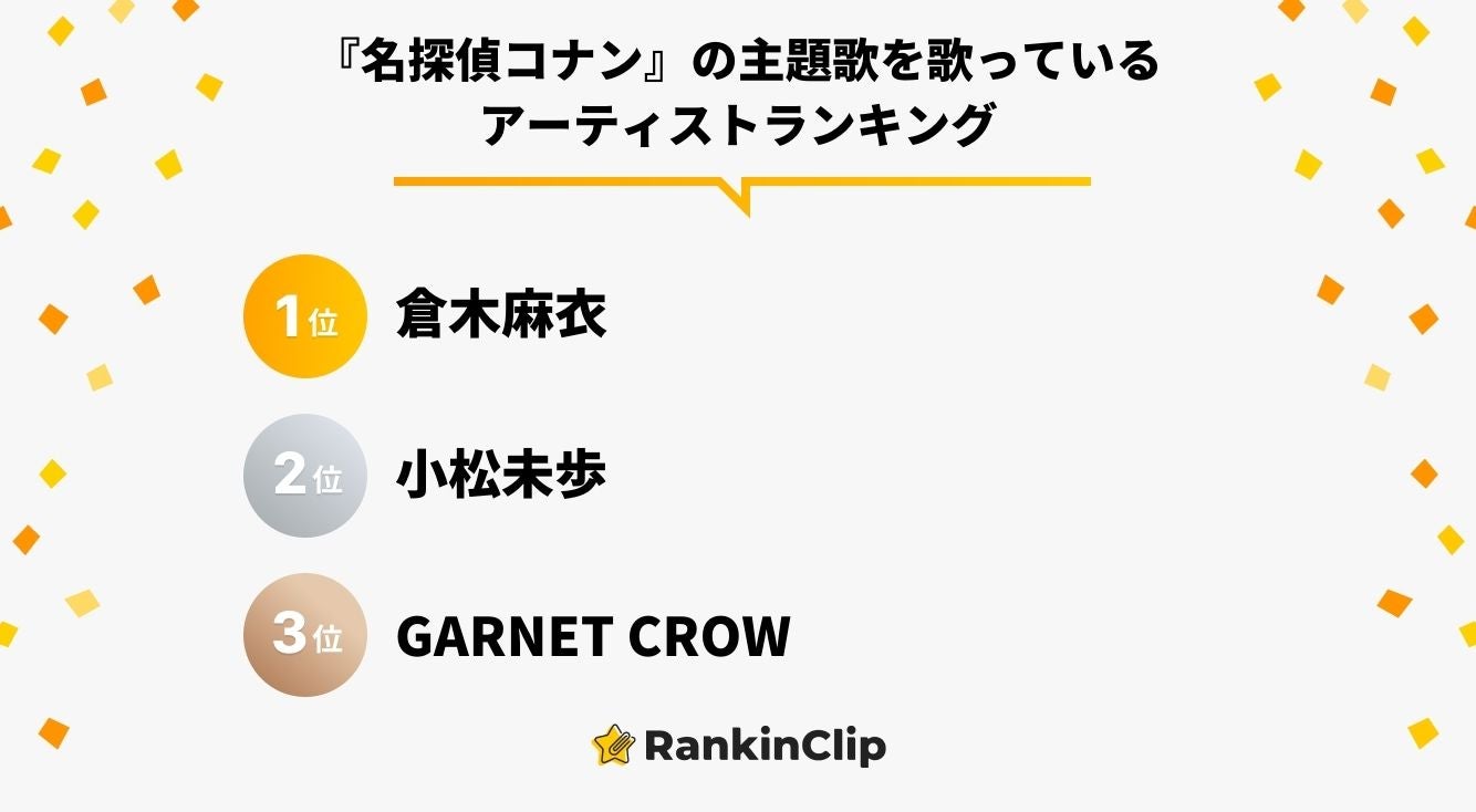 『名探偵コナン』の主題歌を歌っているアーティストランキング