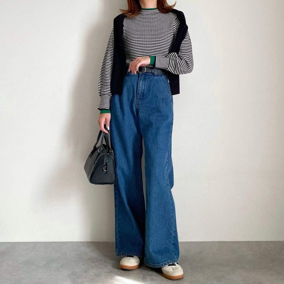 BONLECILLカヌレニットのデニムコーデ