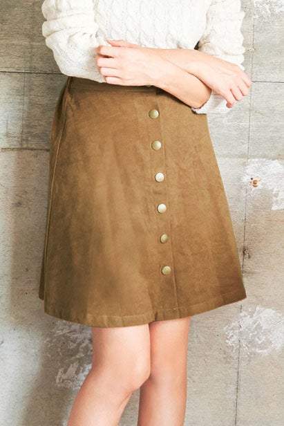 フロントボタン台形フレアスカート「Re:EDIT by GALSTAR」3,498円（税込）／画像提供：Re:EDIT by GALSTAR