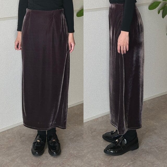 GUベロアナローマキシスカートのMサイズ丈感