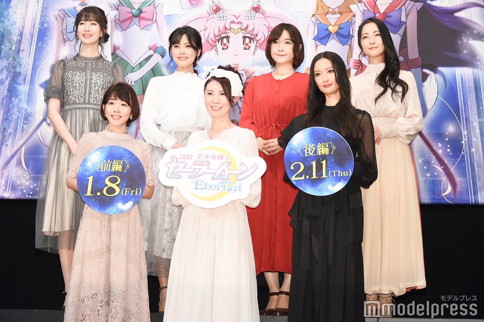 （前列左から）福圓美里、三石琴乃、菜々緒（後列左から）小清水亜美、金元寿子、佐藤利奈、伊藤静（C）モデルプレス