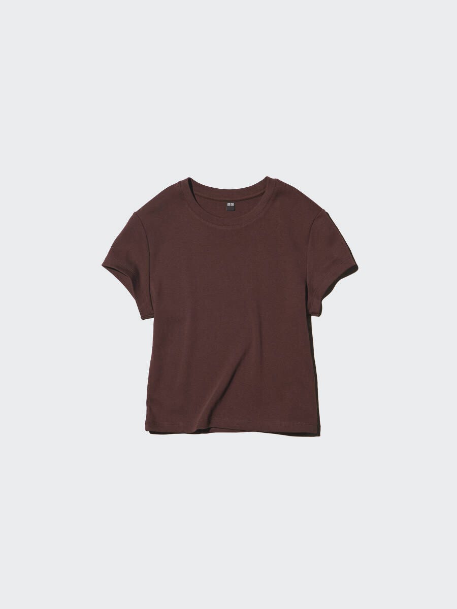 ブラウンのコンパクトなミニTシャツ