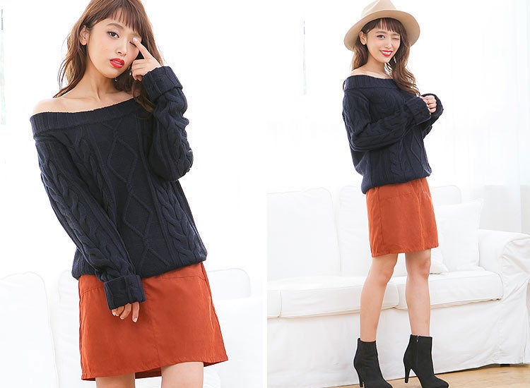 ケーブル編みオフショルニットトップス「神戸レタス」2990円（税込）／画像提供：神戸レタス