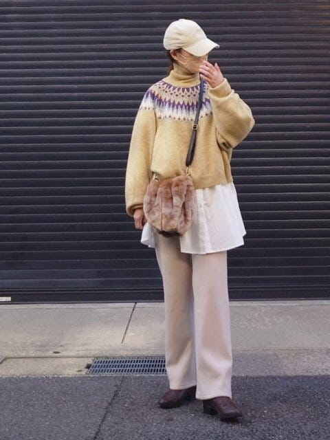 冬のきれいめワイドパンツコーデ