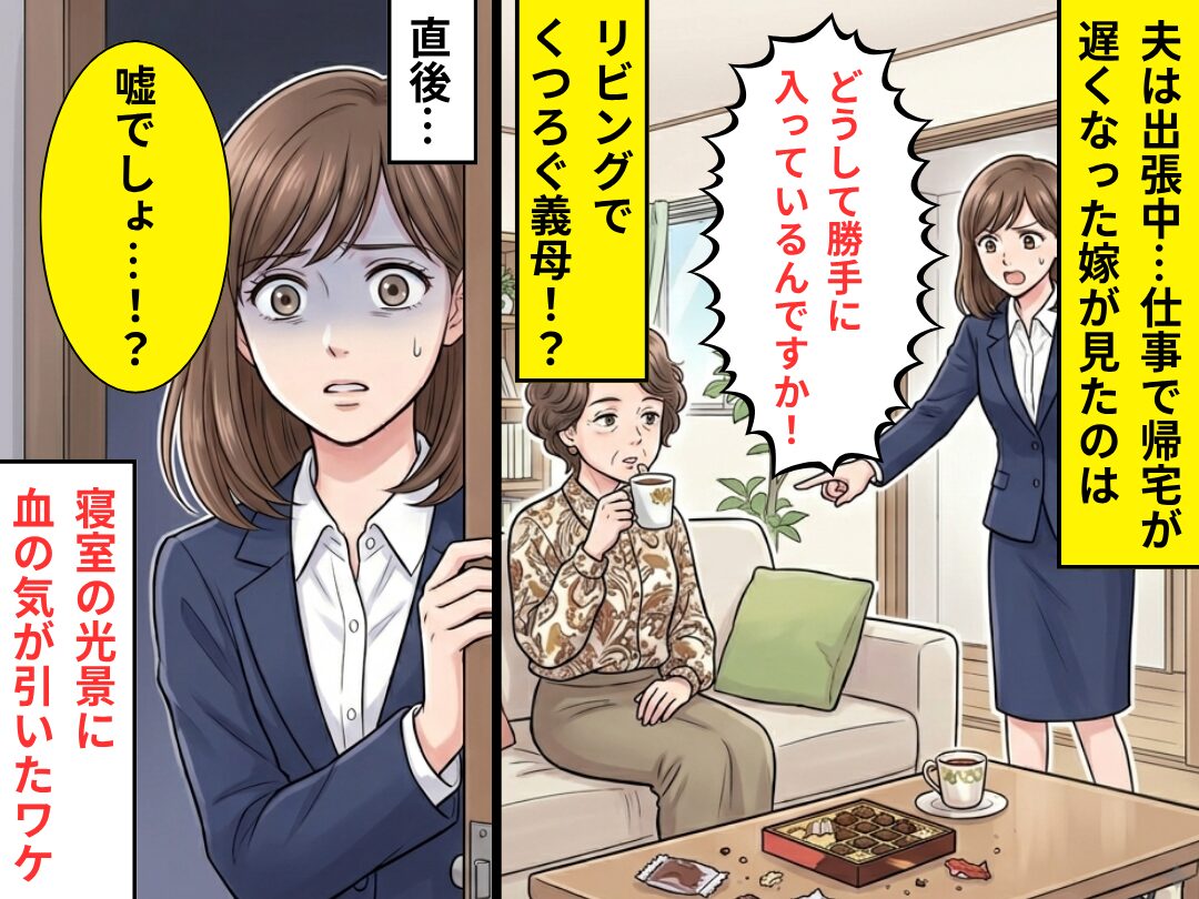 “夫婦不在の家で”くつろぐ義母！？直後「嘘でしょ…」⇒【寝室の光景】に…嫁の血の気が引いたワケ