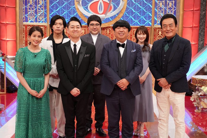 (左から)永島優美アナウンサー、野田クリスタル、設楽統、村上、日村勇紀、高山一実、高橋英樹(C)フジテレビ