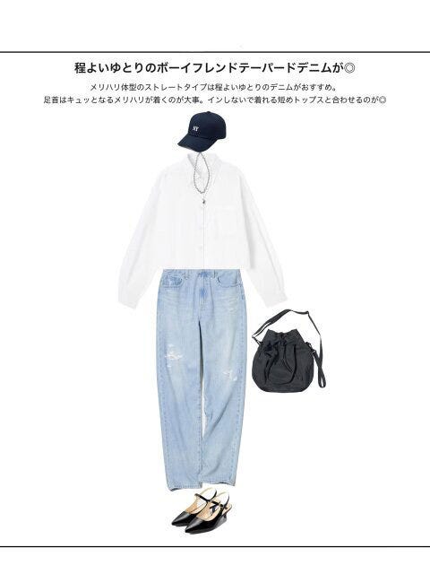 ユニクロ　デニム　骨格ストレート　コーデ