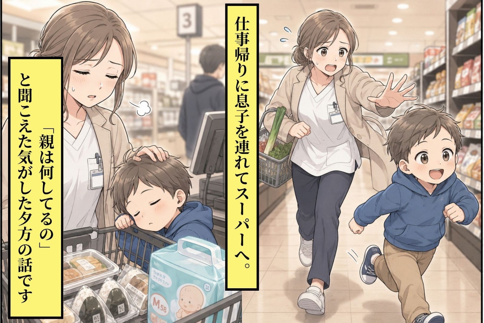 仕事帰りに息子を連れてスーパーへ。「親は何してるの」と聞こえた気がした夕方の話