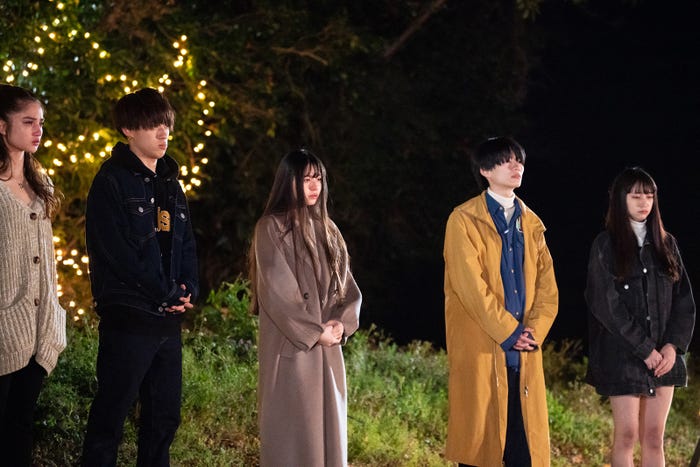 Taki、りゅうと、吉田伶香、杢代和人、長谷川美月「恋とオオカミには騙されない」第8話より(C)AbemaTV, Inc.