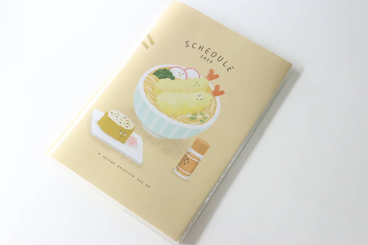 透明カバー付きのダイアリー表紙、うどんキャラが可愛い 透明カバー付きのダイアリー表紙、うどんキャラが可愛い