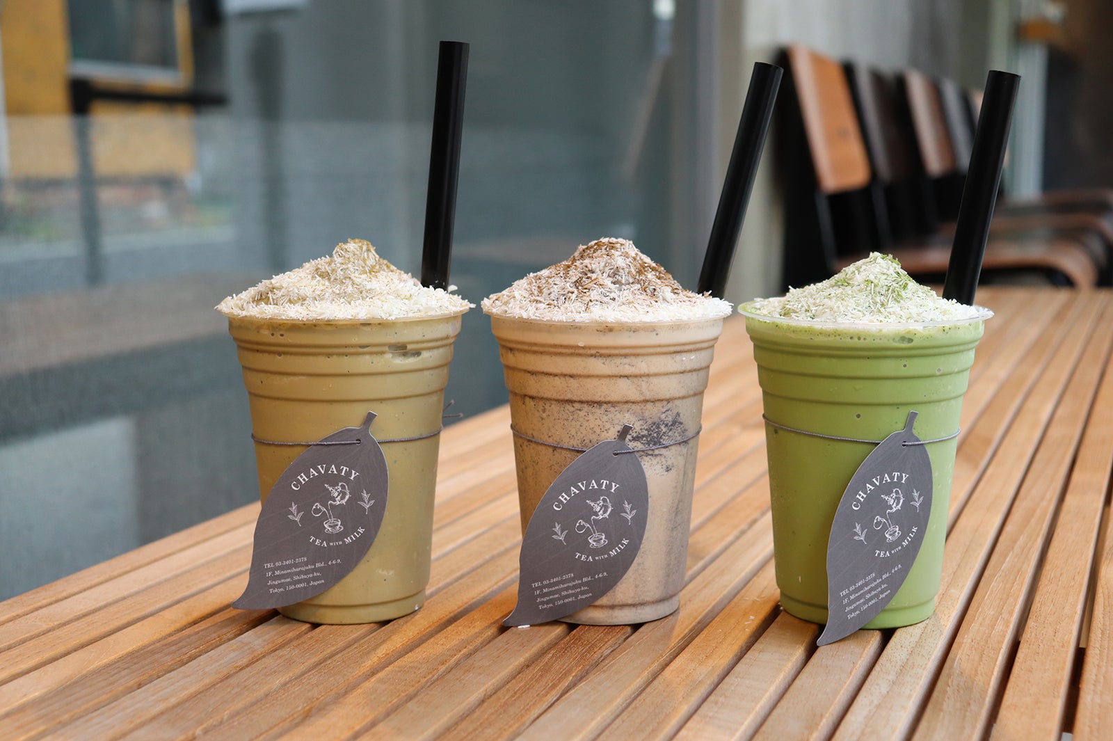 「スノーシェイク」（ウバ / 抹茶 / ほうじ茶 各680円）／画像提供：きちり
