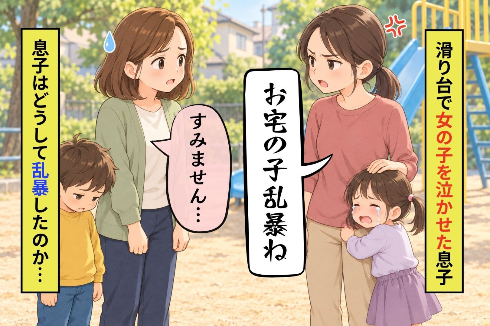 「お宅の子、乱暴ね」公園のすべり台で３度目の出来事。私は息子を信じきれなくなっていた