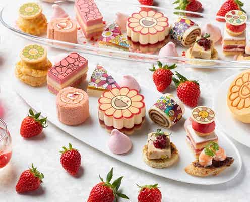 「村上隆 フラワーストロベリーアフタヌーンティー」“お花”のストロベリーティラミスやプチシューなど