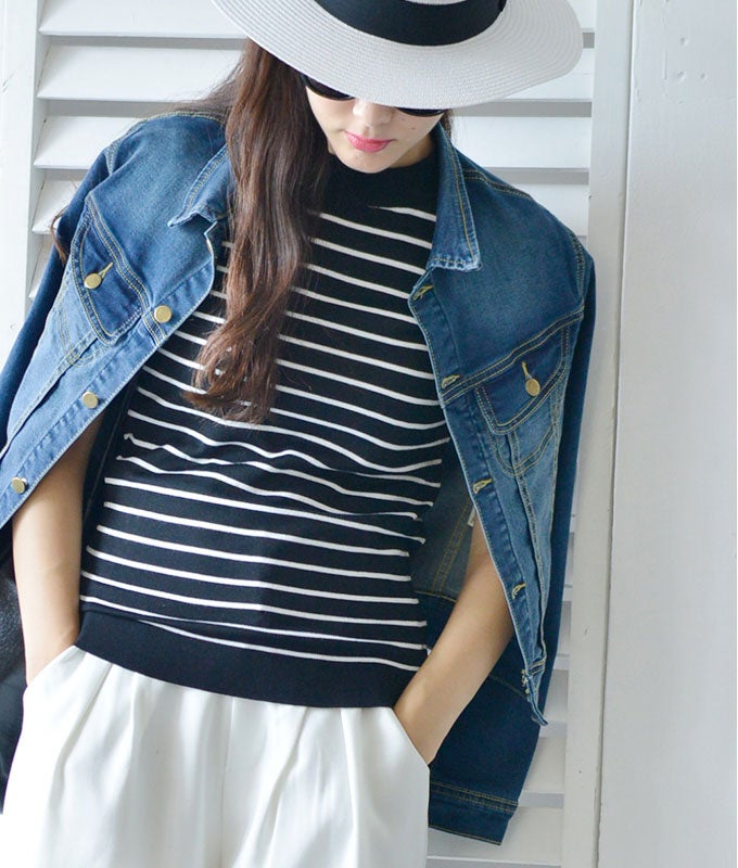 大人シンプルなボーダーニットソー「coca」1,690円（税込）／画像提供：coca