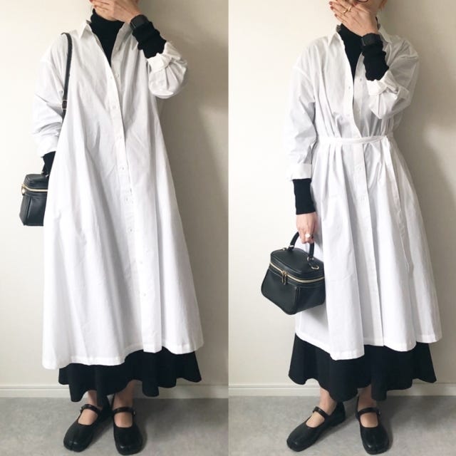 白シャツワンピ