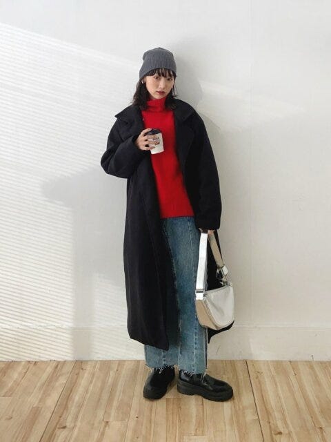 ワイドデニムパンツ コーデ 冬 冬のワイドデニムパンツコーデ