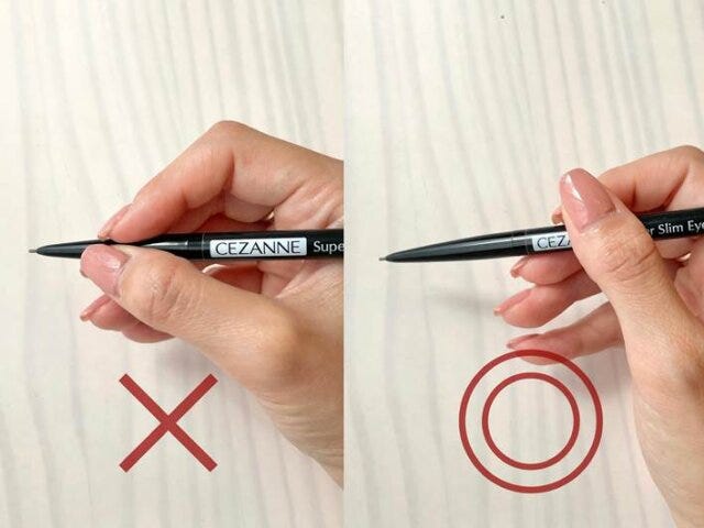 ペンシルの持つ位置　NG　OK