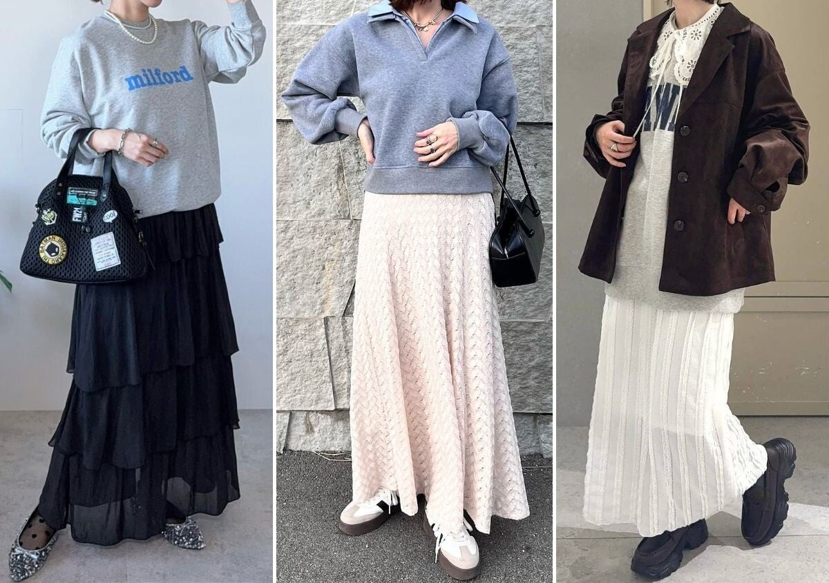 グレースウェットはスカート合わせで脱・部屋着感！上品こなれ見え♡大人のバランス春コーデ