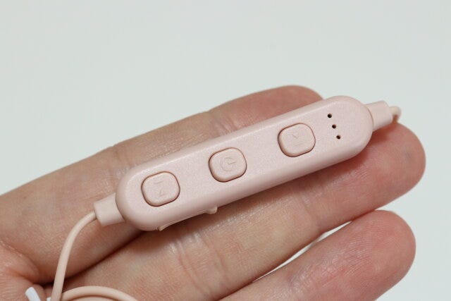 オーロラカラーワイヤレスイヤホン（BT007、ルミナスピンク）　リモコン