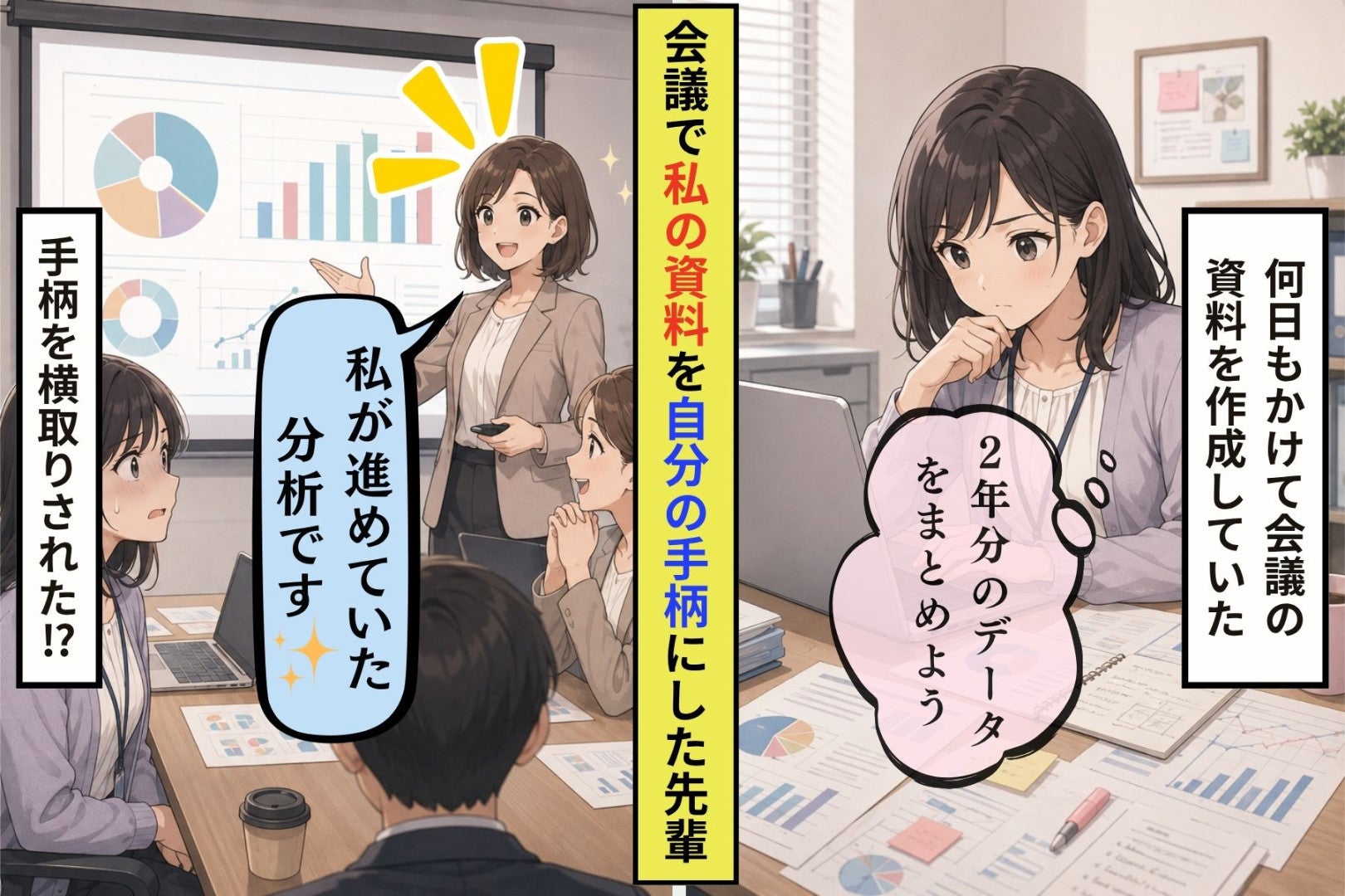 会議に映った私の資料、表紙の作成者を先輩へ聞いた結果