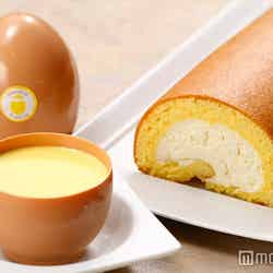 (左から)長壽卵とミルクで作ったなめらか食感の「箱根プリン」320円(税込)、米粉入りのふわもち生地で和三盆の砂糖入のクリームを包んだ「箱根ロール」1340円(税込)/画像提供:小田急エージェンシー