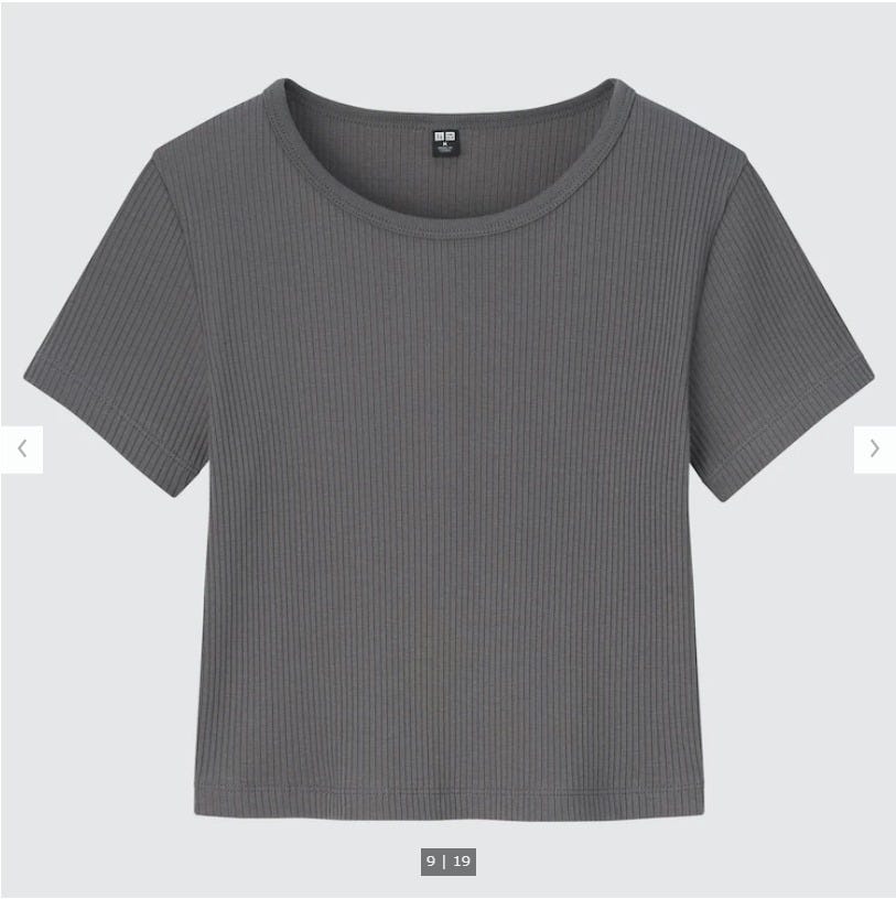 ユニクロ　uniqlo　レディース　アイテム　おすすめ　オススメ　トレンド　人気　コスパ　使える　おしゃれ　お洒落　オシャレ　2022　夏　人気トップス　人気　トップス　リブクロップドT　クロップド　Tシャツ　グレー