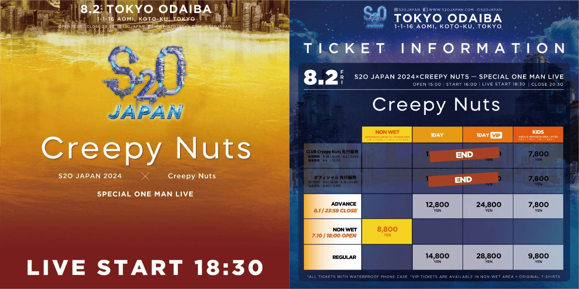 「S2O JAPAN 2024 X Creepy Nuts SPECIAL ONE MAN LIVE」（提供画像）