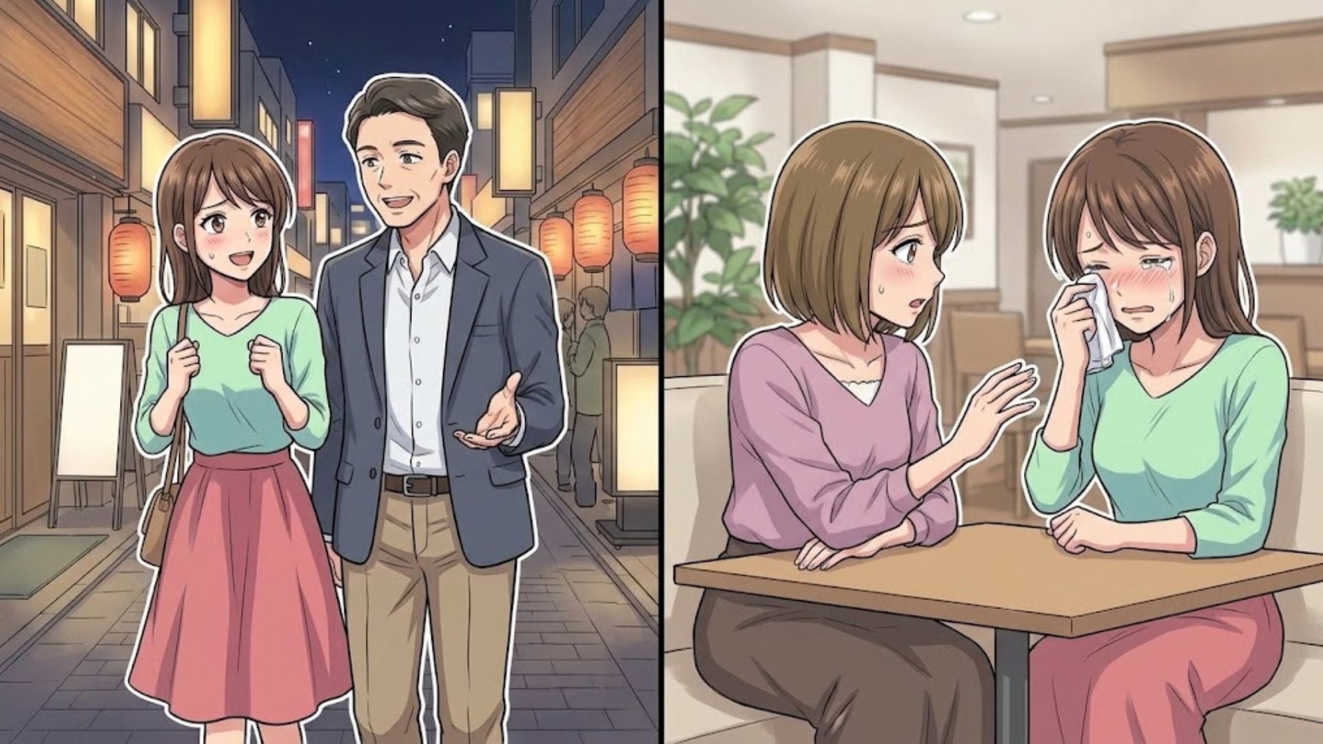 【セクハラ】「店長からを告発しようと思ってる」彼氏に内緒で、バイト先の店長と食事に出かけた友人。ほんの出来心のつもりが、思わぬ修羅場に...！？